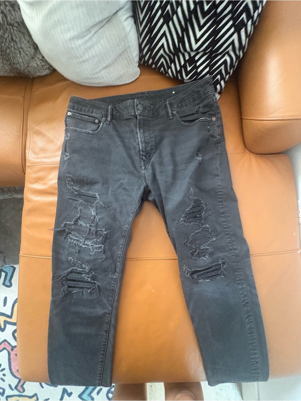 American Eagle Black Distressed Skinny Jeans
